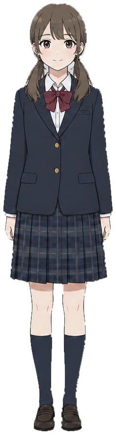早瀬みおの立ち絵。茶色の髪をふたつに結んでいる
