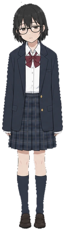 真木そらの立ち絵。小柄で丸眼鏡、大きめのブレザー