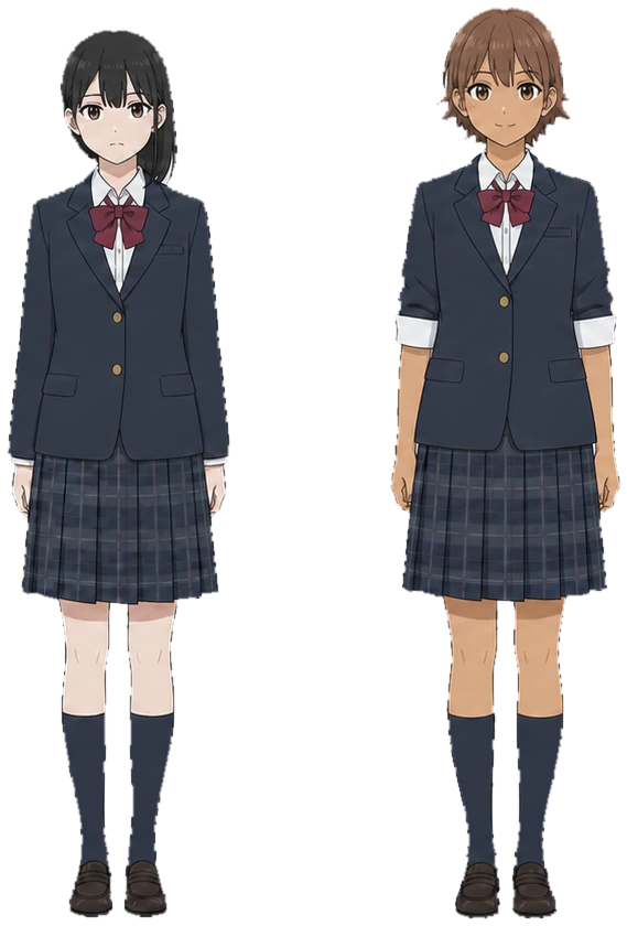 並んで立つ朝倉のどかと千歳ひなた。ひなたのほうが少し背が高い